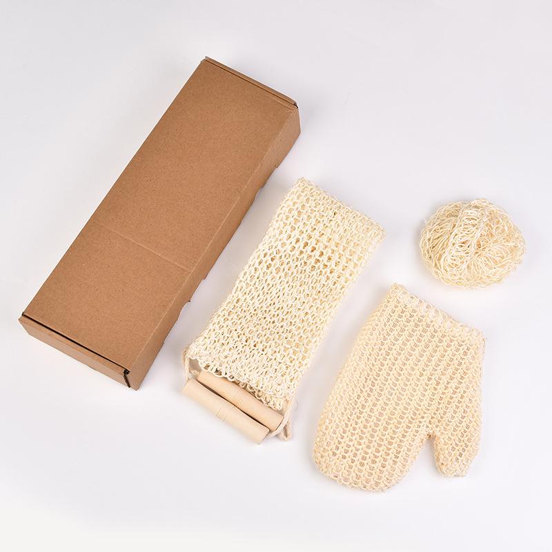 Body Cleaning Washcloth Sisal Hemp Cleaning Mud Rubbing Shower Set Home Hotel Shower Ball Back Exfoliating Skin Towel Bath Glove