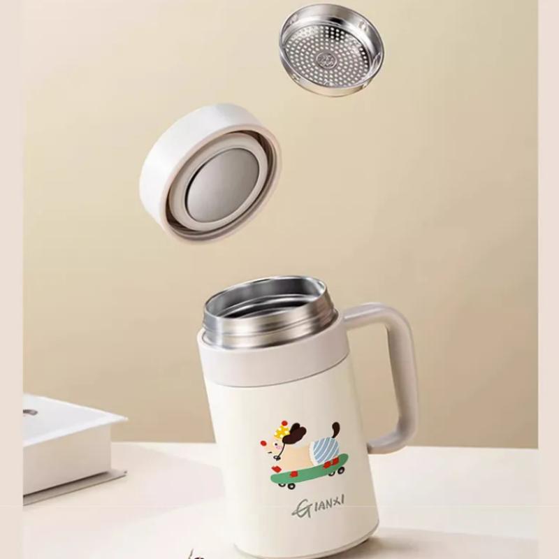 Gianxi Cute Insulated Cup 2025 Tea Separation Tea Cup With Handle Winter Office Water Cup Insulated Cup