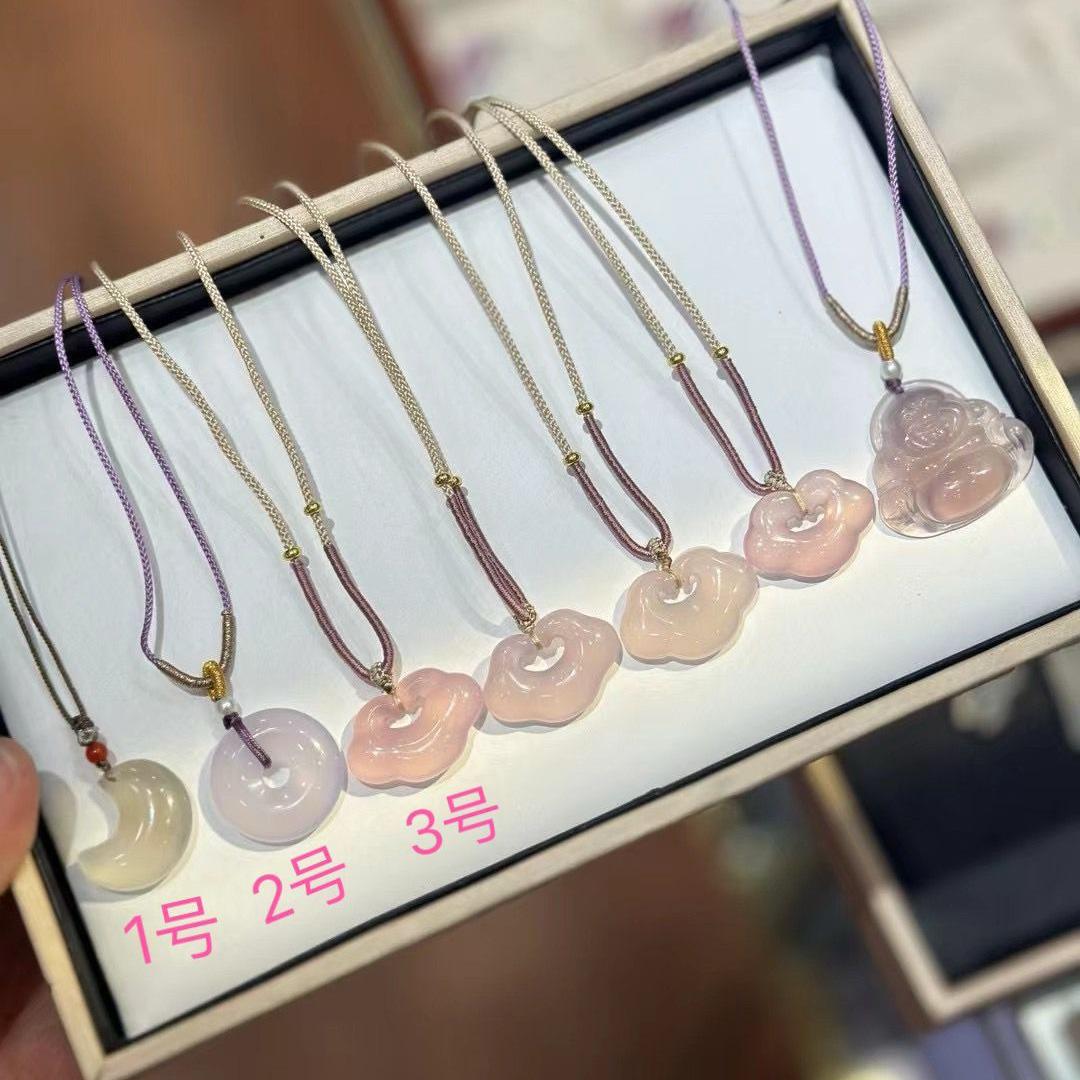 Imperial Purple Chalcedony Buddha Pendant with Agate Butterfly Jade Necklace