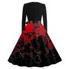 Women's Fashion Valentine's Day Casual Slim Fit Printed Big Hem Long Sleeve Dress