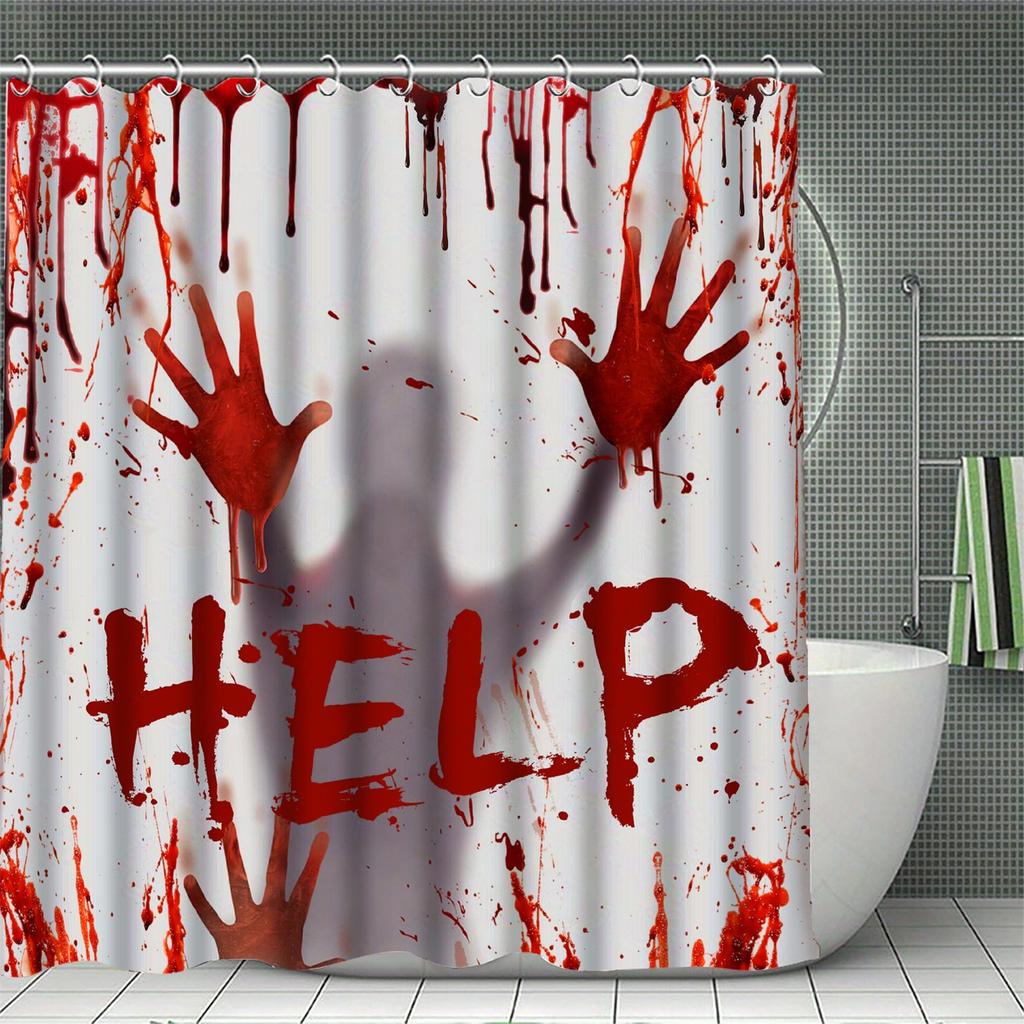Halloween Decoration Shower Curtain Scary Bloody Hand Pattern Bathroom Decor for Adult Halloween Decoration Gifts to Friends