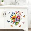 Flower Wall Stickers Peel And Stick Self-Adhesive Floral Decal for Walls Cabinets Refrigerators Bedroom Bathroom Kitchen Decor