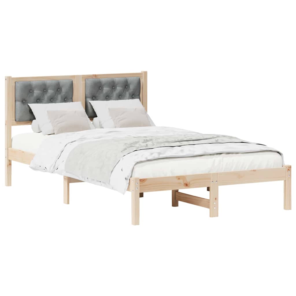 Bed Frame Light Grey 120 x 190 cm Solid Pine Wood