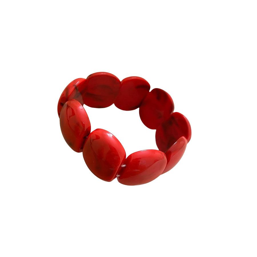 Acrylic Marbled Round Spliced Bracelet - Elegant Chinese-Style Fashion Bangle for Women
