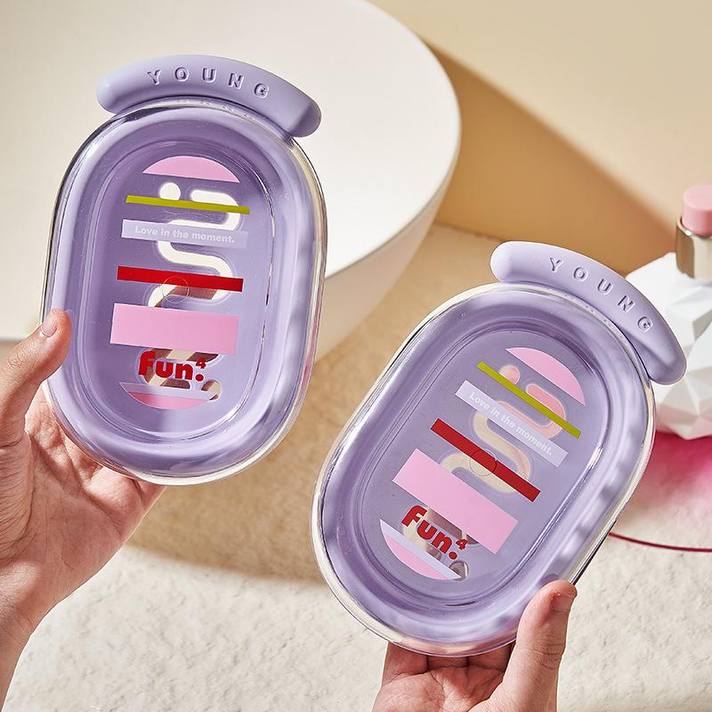 Cartoon Tragbare Seifenschalen Doppellagige Plastik-Seifenbox Haushalts-Badezimmer Ablage Seifenschale Badezimmer-Seifenbox Mit Deckel