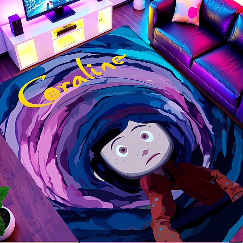 Coraline Print Rug, Washable Floor Carpet, For Entryway Dorm Laundry Room Office Study, Home Decor Birthday Christmas Gift