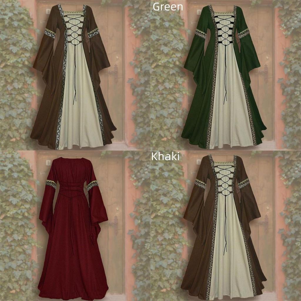 Vintage Gothic Renaissance Dress With Long Sleeves For Women's Cosplay Costume