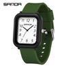 SANDA 50M Waterproof Square Quartz Watch with Quick Release Strap for Students and Civil Servants.