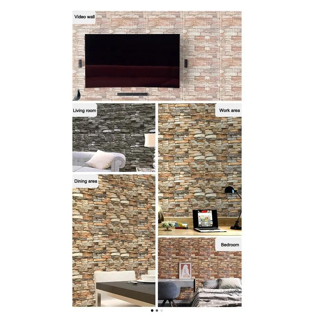 Waterproof Foam Brick Wallpaper Foam Soundproof Anti-collision 3D Wall Stickers Self Adhesive DIY Wall Decals