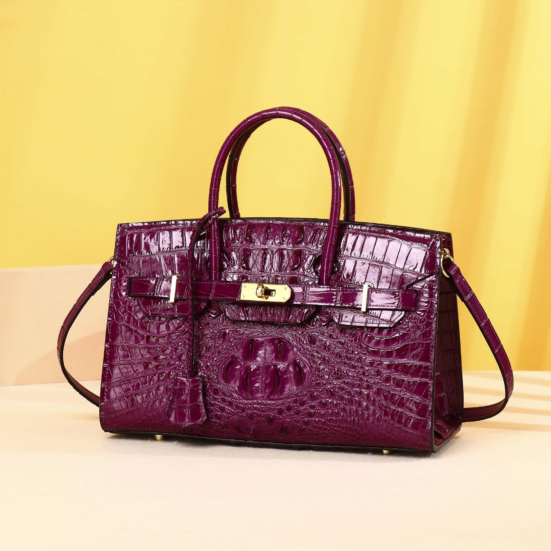 

Женская сумка высокого класса, сумка на одно плечо, модная сумочка с узором кости крокодила, модная сумка кроссбоди платинового цвета большой вместимости фиолетовый