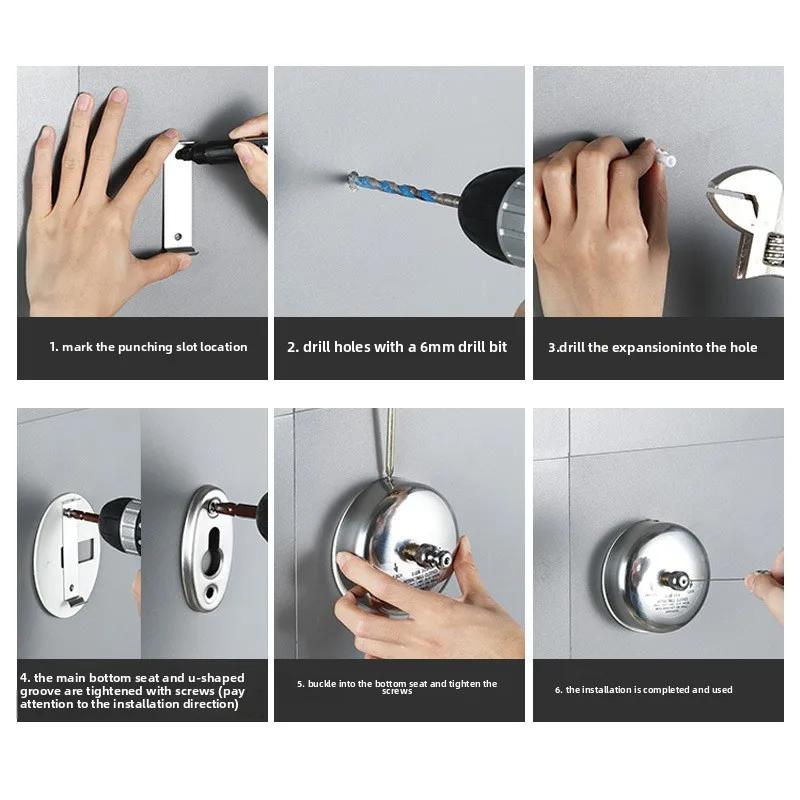 304 Stainless Steel Invisible Telescopic Clothes Drying Wire Rope Thickened Steel Cord For Household Bathroom Laundry Line