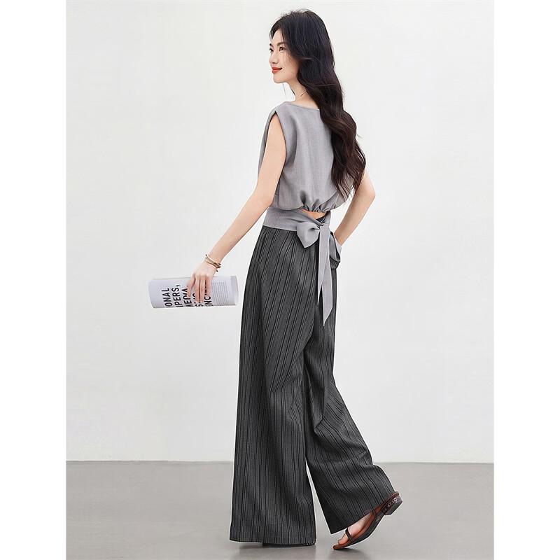 Women's Elegant Striped Wide-Leg Pants Set