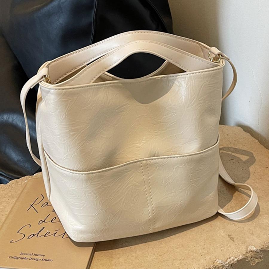 Bag Ladies 2025 New Soft Leather Portable Commuter Bucket Bag Women's Fashion Versatile Large Capacity Shoulder Messenger Bag
