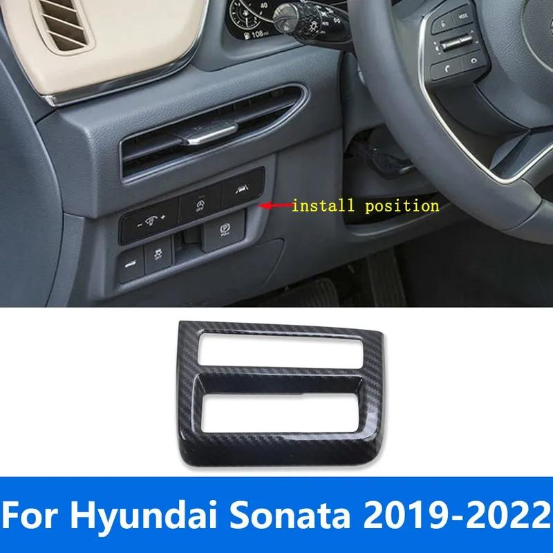 Head Light Lamp Switch Button Panel Cover Trim For Hyundai Sonata     Carbon Fiber Sticker Interior Accessories