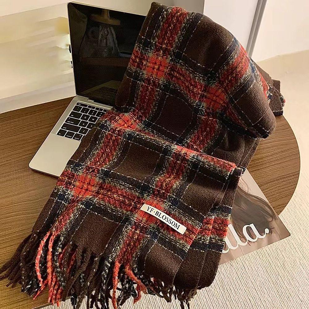 Tassel Thermal Neck Warmer Wool Long Scarves Korean Style Thickened Shawl  for Women Girls Maiden
