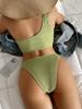 Women wimsuit solid color snake boy cloth single shoulder high waist bikini sexy swimsuit