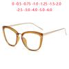 Anti Blue Light Cat Eye Diopter Glasses Women Metal Transparent Tea Frame Nearsighted Eyeglasses Female 0 -0.5 -0.75 To -6.0