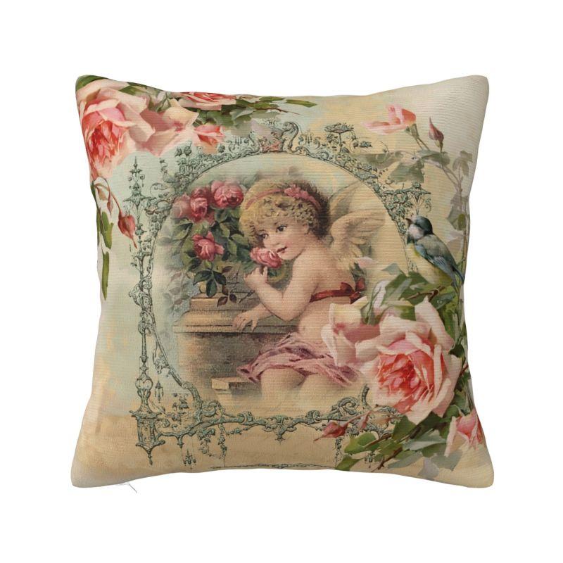 Custom Vintage Rose Victorian Angel Pillow Covers Home Decoration Luxury Cushion Cover Square Pillowcase