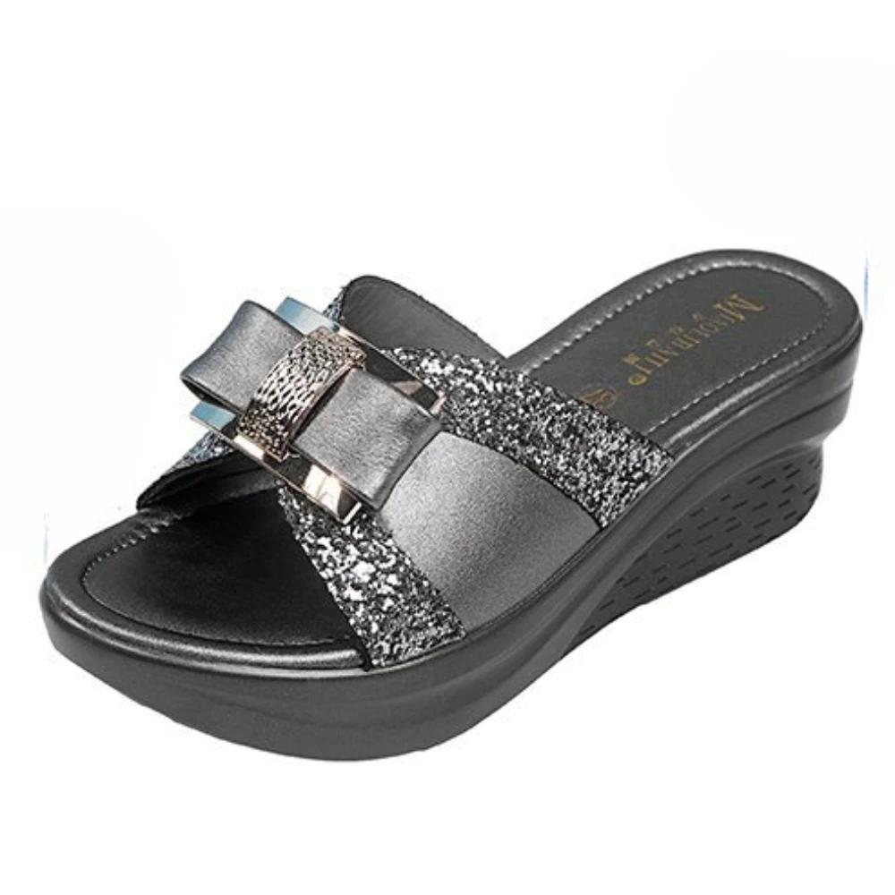 

Летняя обувь Женская модная обувь Тапочки Женская обувь на платформе Шлепанцы на каблуке Женские удобные тапочки на танкетке Zapatos De Mujer 41 серый