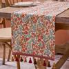 ZISIZ Red Fabric Table Runner with Tassel Lace
