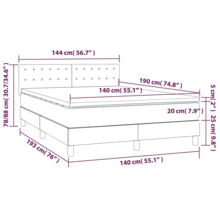 VidaXL Divan Bed with Mattress Black 140x190 Cm Velvet 3141541