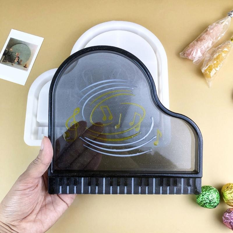 Flexible Silicone Resin Mold for Dish Epoxy Piano Shaped Tray Making Mould Creative Storage Plate Accessory Mould