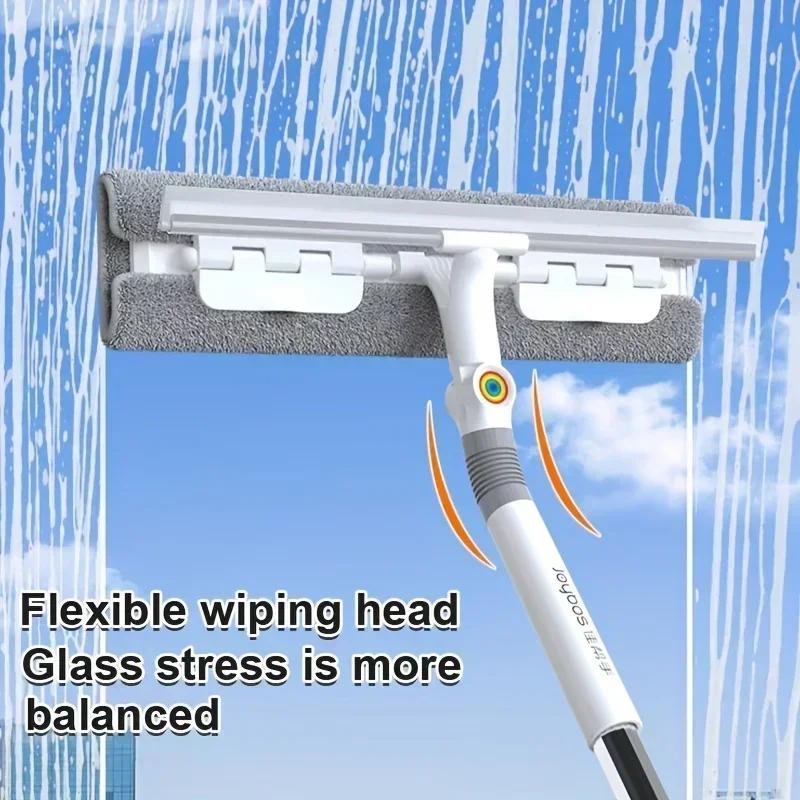 2-in-1 Glass Wiper, Multi-Functional Plastic & Stainless Steel Window Cleaning Tool, for Bathroom, Outdoor, Wall, Floor