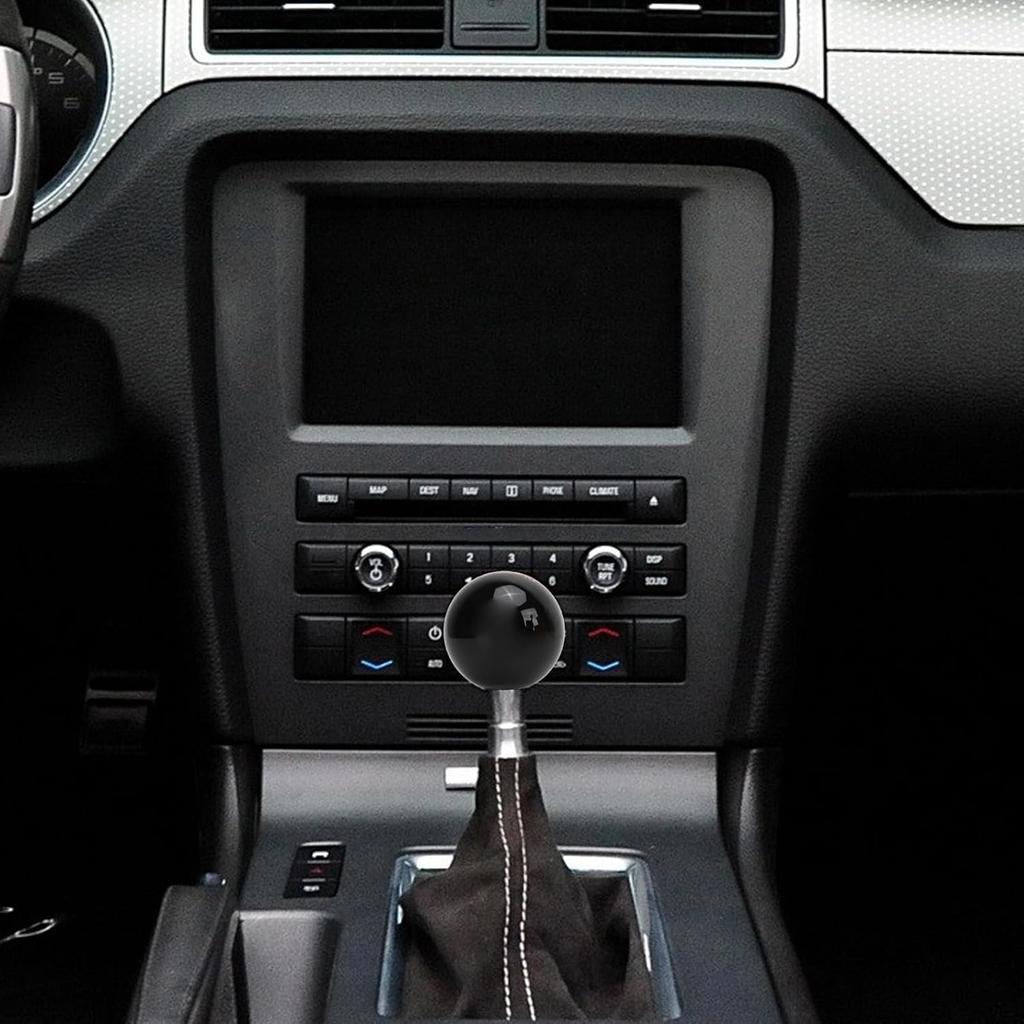 Fydun 5 Speed Round Ball Shift Knob Manual Shifter Lever Stick Head Knob for 1967 To 2018 (Black Red)