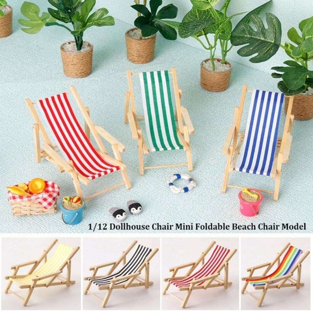 Mini 1/12 Dollhouse Chair Multicolors Summer Vacation Beach Chair  For OB11 Doll