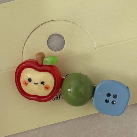 2Pcs Girl Hairpins Fruit Decor Stable Grip No Damage Bangs Side Clips Anti-slip Teeth Summer Color Hair Accessories