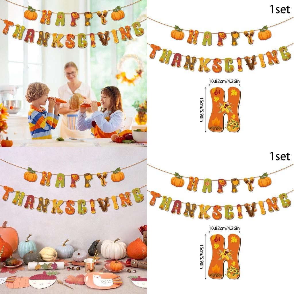 Harvest Thanksgiving Paper Flags With 19 Letters For Fall Event And Venue Decoration