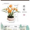 Umelé kvetinové aranžmán s orchideou Cymbidium pre obývaciu izbu, jedálenský stôl alebo na vystavenie na TV skrinke