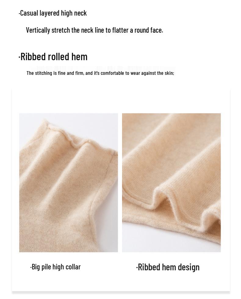 Women's Cashmere High-Neck Loose Pullover Knit Sweater
