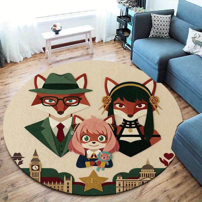 Spy Family Round Area Rug Carpet Rug For Living Room Bedroom Sofa Playroom Decor Nonslip Floor Mat