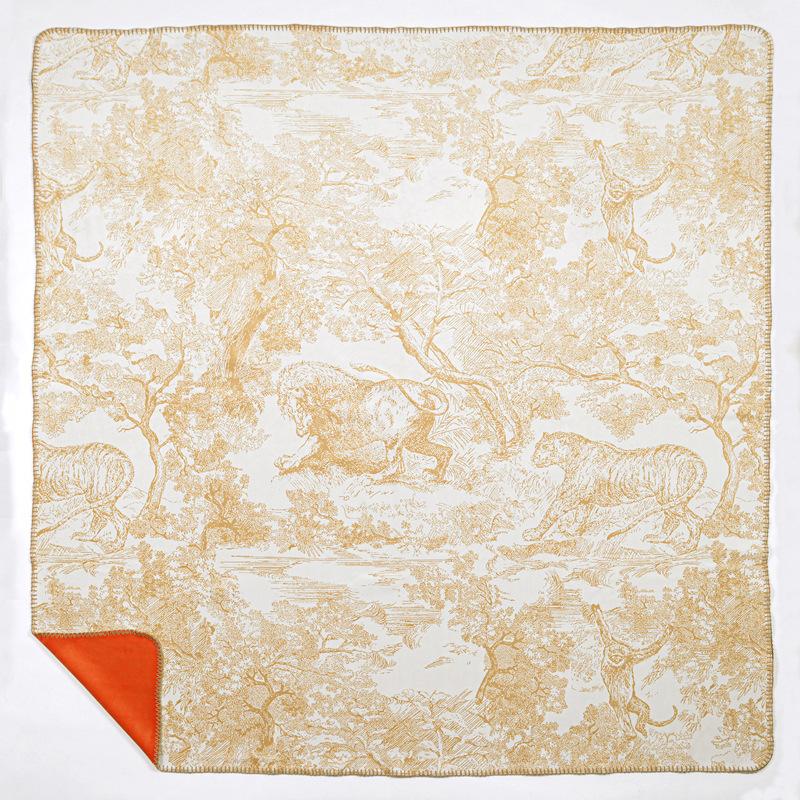 Jungle Animal Knitted Blanket Luxury Orange Bedspread Modern Decorative For Sofa Throw Warm Living Room Bedding Home Decorate