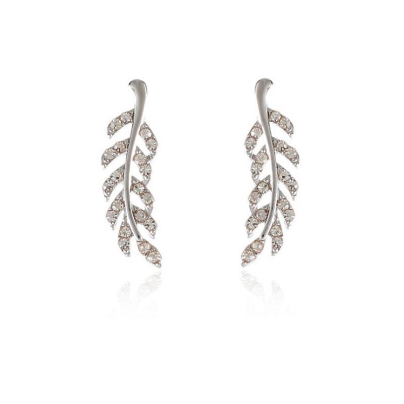 Fashionable Symmetrical Hollow Leaf Earrings New Alloy Long Earrings