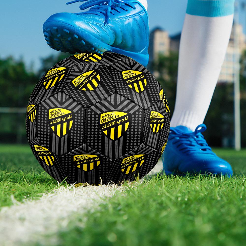 Al-Ittihad Club Indoor Soccer Ball Size 5 Colorful All Ages Machine Stitched PVC Competition Ready Durable High-Bounce