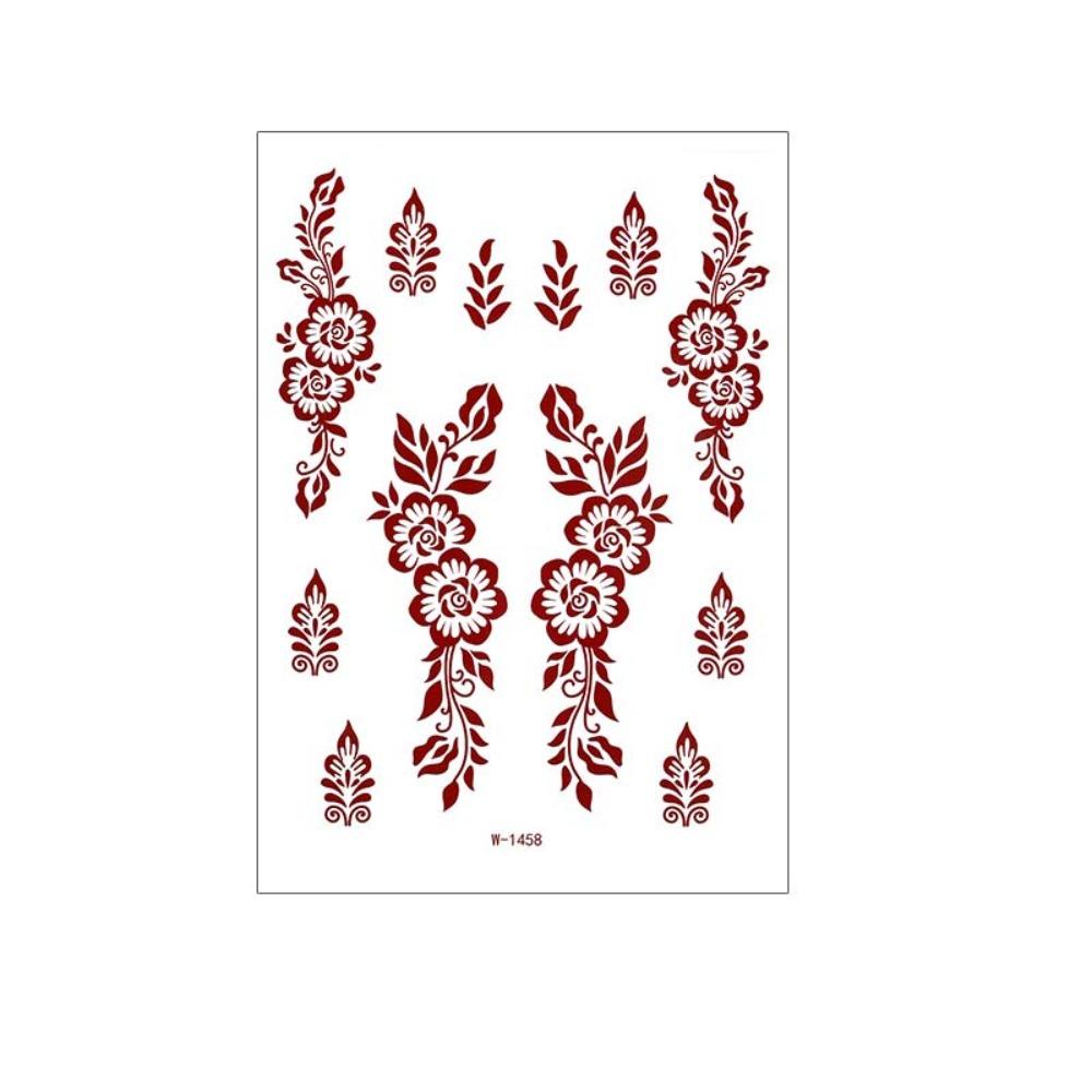 Lace Fake Tattoo Temporary Tattoo Legs Arm Red Henna Tattoo Decals Women/Lady