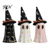 Gifts for Halloween Light Up Ghost Decoration, Cute Spooky Witch Hat Figurine, Festive Holiday Party Decor Resin LED Lighted Statue Mantel,