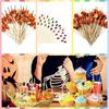 100pcs Smooth Surface Halloween Pumpkin Bamboo Skewers Disposable Toothpick Cocktail Sticks  Dessert
