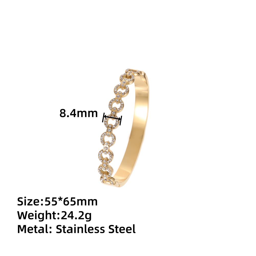 Non Tarnish PVD Gold Plated Jewelry Inlaid With Cubic Zirconia Bangles Stainless Steel Simple Bangle Bracelet Sets Women Jewelry