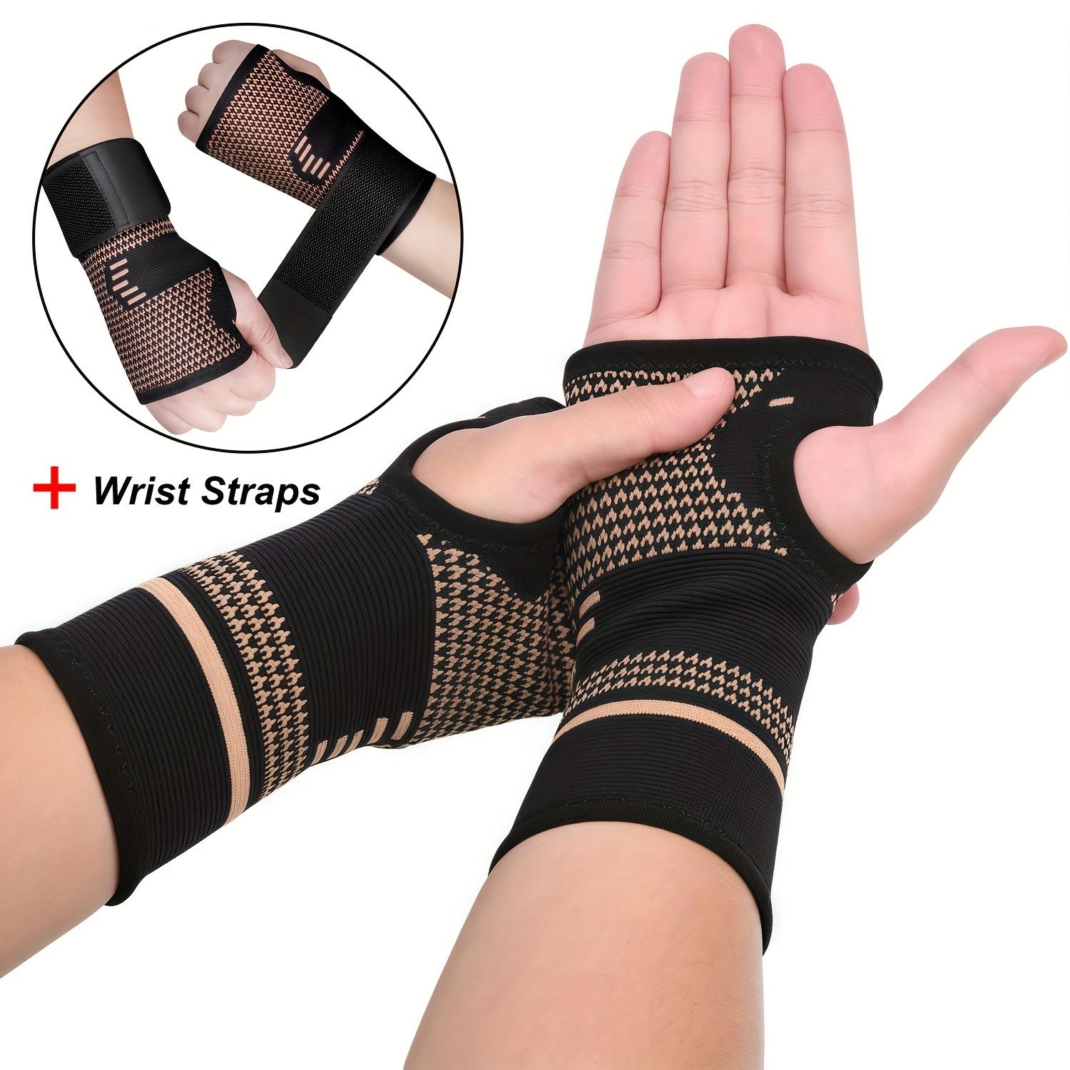 

2-Pack Copper Wrist Brace Gloves, Adjustable Compression Straps, Breathable Mesh Wrist Support for Men & Women XL чорний