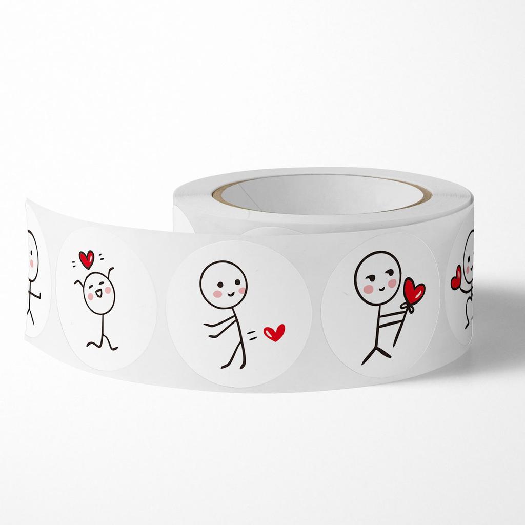 500 Labels Love Stickman Roll Stickers Valentine's Day Gift Stickers Label Rolls Easy To Use