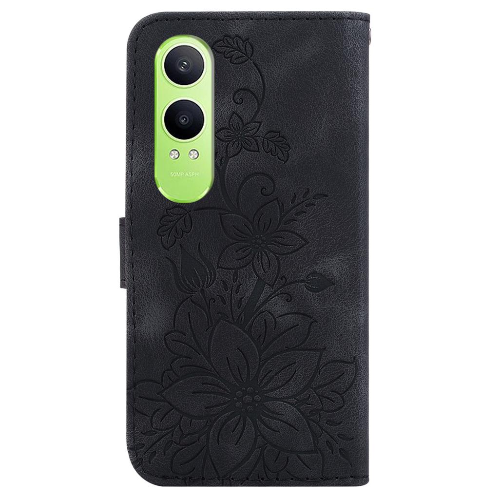 For OnePlus Nord CE4 Lite 5G/Oppo K12x 5G (China) Wallet Case PU Leather Phone Cover Flower Imprinted