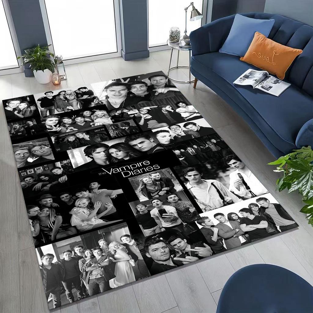 3D The Vampire Diaries Damon Salvatore Rug for Bedroom Living Room Sofa Home Doormat Decor, Large Kids Play Non-slip Floor Mat
