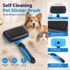 Self cleaning Pet Slicker Brush Plastic12cmWide One Button Hair Release for Dog Cat Shedding Floating Fur Home Grooming Supplies