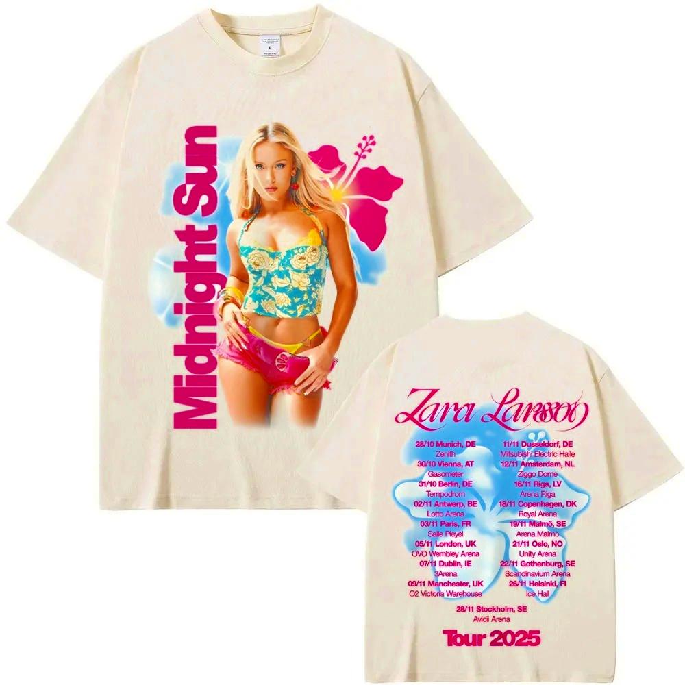 

Singer Zara Larsson 2026 New Midnight Sun Tour Commemorative TShirt Comfortable High Quality Cartoon Print TShirt 4XL