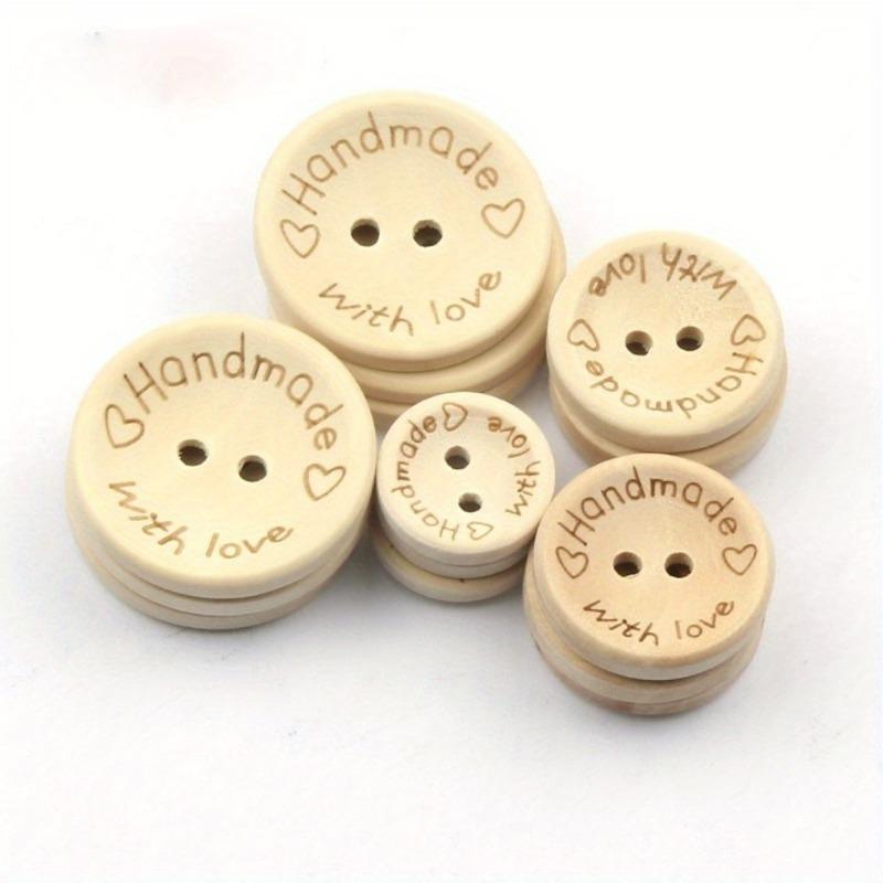 50Pcs 2Hole Natural Wooden Buttons handmade with love wood Button For Scrapbooking Craft DIY Clothing Sewing Accessories