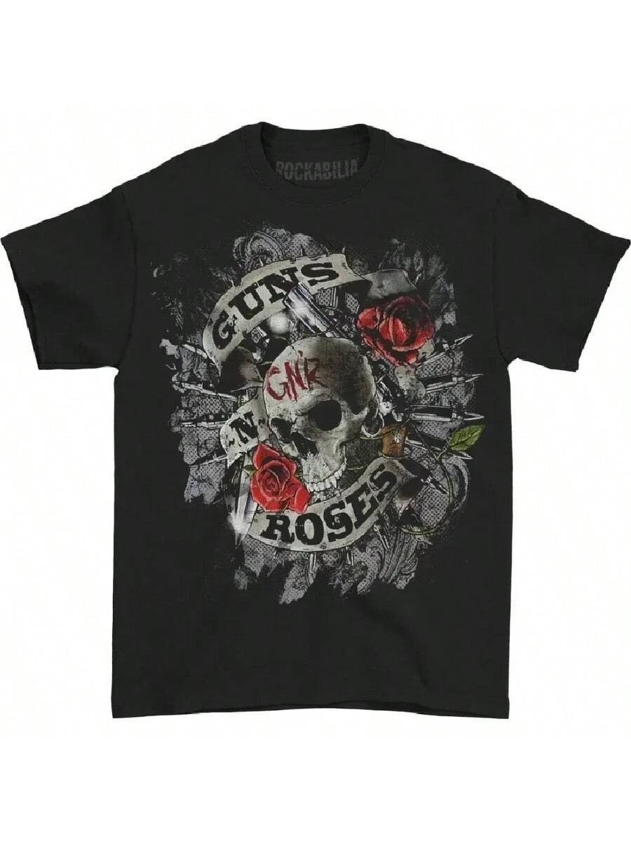 80s Guns N Roses And Guns N Roses American High Street Women T Shirts Vintage Short Sleeve Rock Graphic Men T-Shirt Harajuku S разноцветный