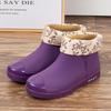 Korean Style Trendy Women’s Low-Top Flat Rain Boots with Cotton for Outdoor and Kitchen Use